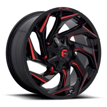   Fuel alu disky 20x10 ET-18 6x135/6x139,7 D755 Reaction Gloss Black Milled W/ RED Tint