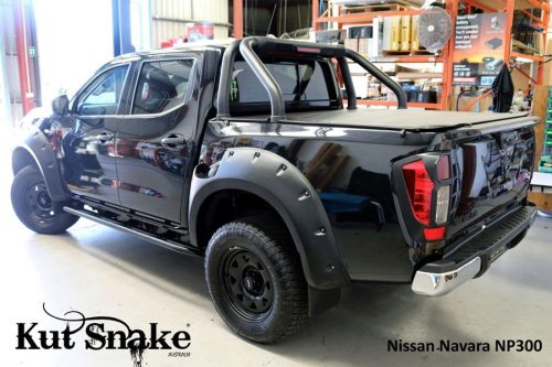 Plastové lemy blatníků Kut Snake pro Nissan Navara D23 NP300 (standardní palivová nádrž) 50 mm ZADNÍ SADA