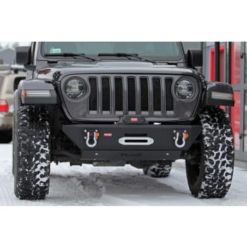   MorE4x4 Ocelový krátký přední nárazník s lištou pro výhružník Jeep Wrangler JL (2018+), všechny motory