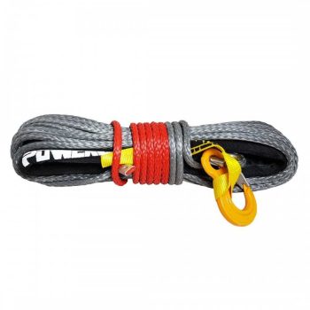   Powerline szürke szintetikus kötél 10 mm x 28 m. kötélvédővel és kampóval 10.5T