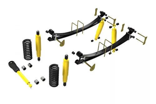 Terrain Tamer felfüggesztés készlet komfort emelés +40mm erősített +100kg terhelésig elöl +200kg terhelésig hátul dieselhez Toyota Landcruiser 78|79 1999-> szintszabályzás nélküli modellek