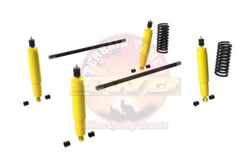 Terrain Tamer felfüggesztés készlet emelés +40mm erősített +200kg terhelésig 1282mm hosszú torziós rugóval Mitsubishi Pajero hosszú NH|NJ|NK|NL 1991-2000 szintszabályzás nélküli modellek