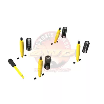   Terrain Tamer felfüggesztés készlet emelés +40mm erősített +100kg terhelésig elöl +200kg terhelésig hátul Jeep Wrangler JK hosszú benzineshez 2007-> szintszabályzás nélküli modellek